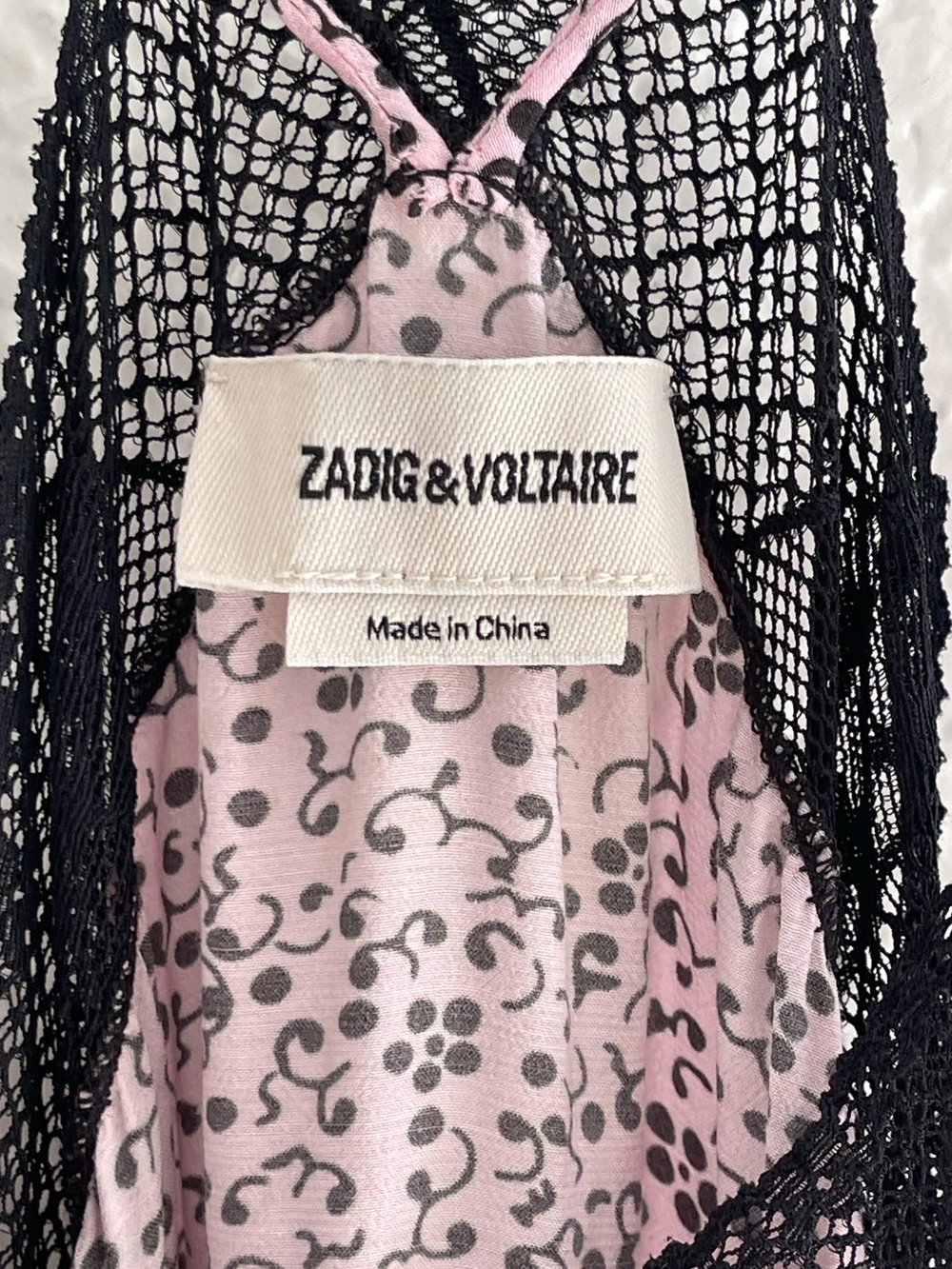 Zadig & Voltaire Risty Blossom Slip Maxi Dress in pink with black lace - Picture 4 of 13